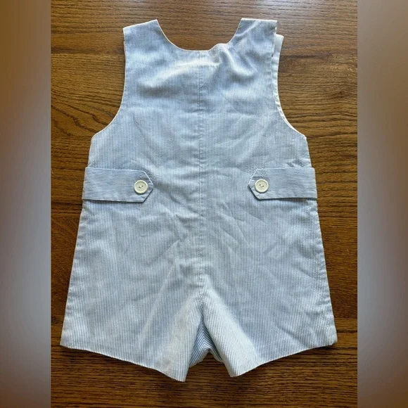 Samara 3T Vintage blue and white Striped Jon-Jon with Baseball/B applique - Picture 9 of 14